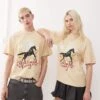 Reclaimed Vintage Unisex Oversized T-shirt With Western Horse Graphic In Buttermilk For Unisex Sand