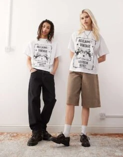 Reclaimed Vintage Unisex Western Graphic Oversized T-shirt In White For Unisex -Fit Outfits Store 208326825 1 white 1