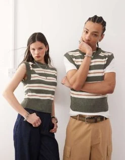 Reclaimed Vintage Unisex Knitted Boxy Tank Top In Green Stripe For Unisex Multi Stripe 11 Reclaimed Vintage Unisex Knitted Boxy Tank Top In Green Stripe For Unisex Multi Stripe -Fit Outfits Store 208331128 1 multistripe 1