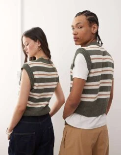Reclaimed Vintage Unisex Knitted Boxy Tank Top In Green Stripe For Unisex Multi Stripe 10 Reclaimed Vintage Unisex Knitted Boxy Tank Top In Green Stripe For Unisex Multi Stripe -Fit Outfits Store 208331128 4