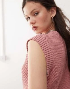 Reclaimed Vintage Unisex Knitted Boxy Tank Top In Pink For Unisex -Fit Outfits Store 208331129 3