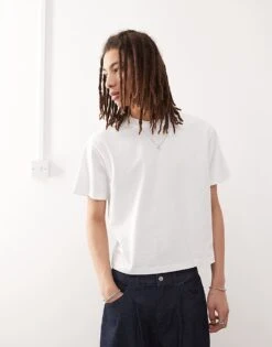 Reclaimed Vintage Unisex Slim Boxy T Shirt With Back Graphic In White For Men -Fit Outfits Store 208359278 4