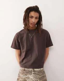 Reclaimed Vintage Unisex Boxy Oversized Tee With Graphic In Brown For Men -Fit Outfits Store 208359333 4